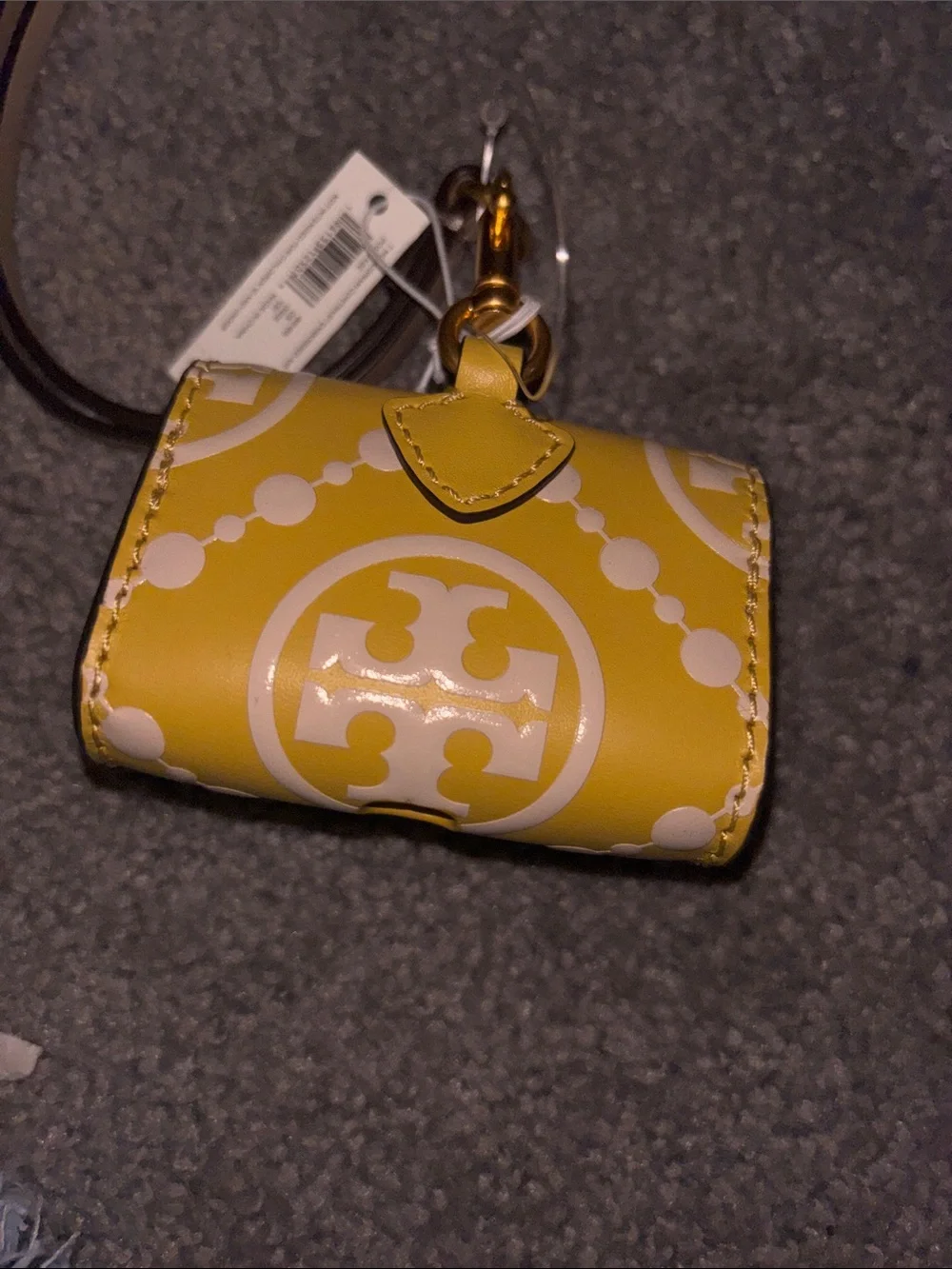 Tory Burch Yellow Leather Air Pod case. - Picture 4 of 7
